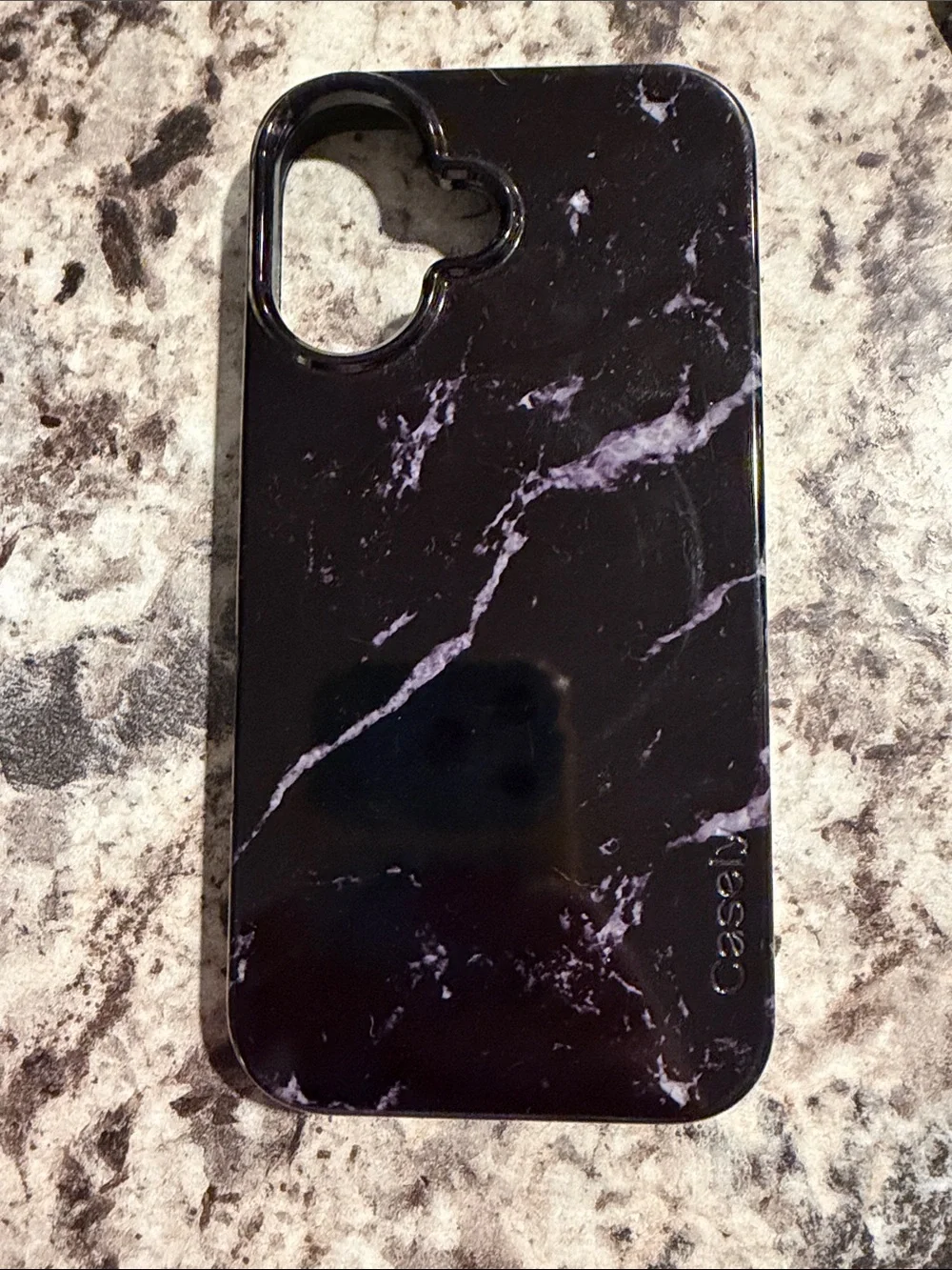 Case-Mate Black Marble MagSafe iPhone 16 Case.